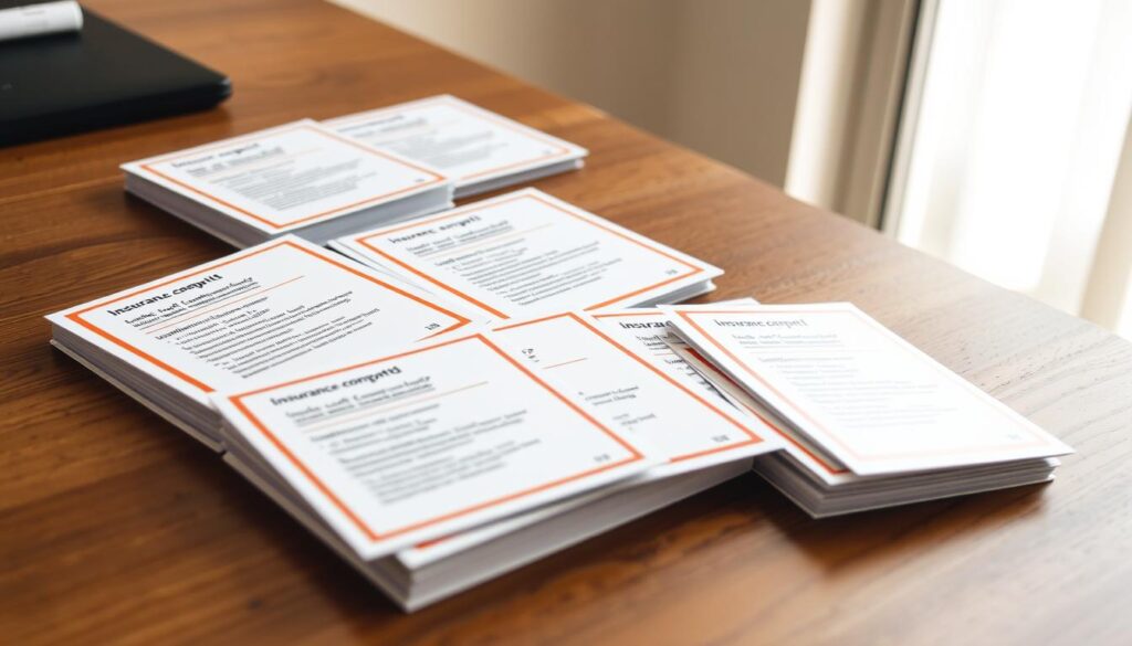 A meticulously designed set of flashcards sits on a wooden desk, illuminated by soft, natural light filtering through an unseen window. The cards are neatly organized, their edges crisp and clean, with each one showcasing a concise summary of a key insurance concept in a clear, legible font. The desktop is uncluttered, allowing the flashcards to take center stage, their vibrant colors and well-structured layouts inviting the viewer to engage with the educational materials. The overall scene conveys a sense of focus, professionalism, and the importance of thoughtfully crafted study tools for successful insurance exam preparation.
