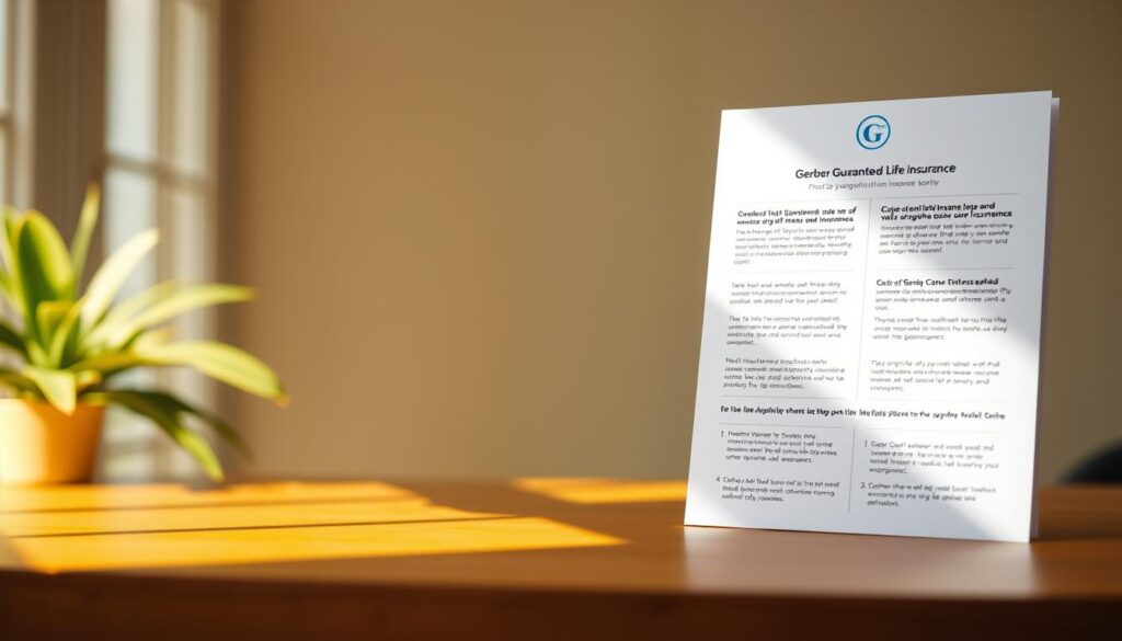 A vibrant and informative infographic depicting the Gerber Guaranteed Life Insurance FAQs. In the foreground, a clean, minimalist design showcases the key questions in a clear, easily scannable layout. The middle ground features elegant icons and illustrations that visually explain the concepts. The background contains a subtle pattern or texture that reinforces the brand's modern and trustworthy aesthetic. Warm, natural lighting casts a soft glow, creating a welcoming and approachable atmosphere. The overall composition is balanced, visually striking, and optimized to draw the viewer's attention to the essential information. A vibrant and informative infographic depicting the Gerber Guaranteed Life Insurance FAQs. In the foreground, a clean, minimalist design showcases the key questions in a clear, easily scannable layout. The middle ground features elegant icons and illustrations that visually explain the concepts. The background contains a subtle pattern or texture that reinforces the brand's modern and trustworthy aesthetic. Warm, natural lighting casts a soft glow, creating a welcoming and approachable atmosphere. The overall composition is balanced, visually striking, and optimized to draw the viewer's attention to the essential information.